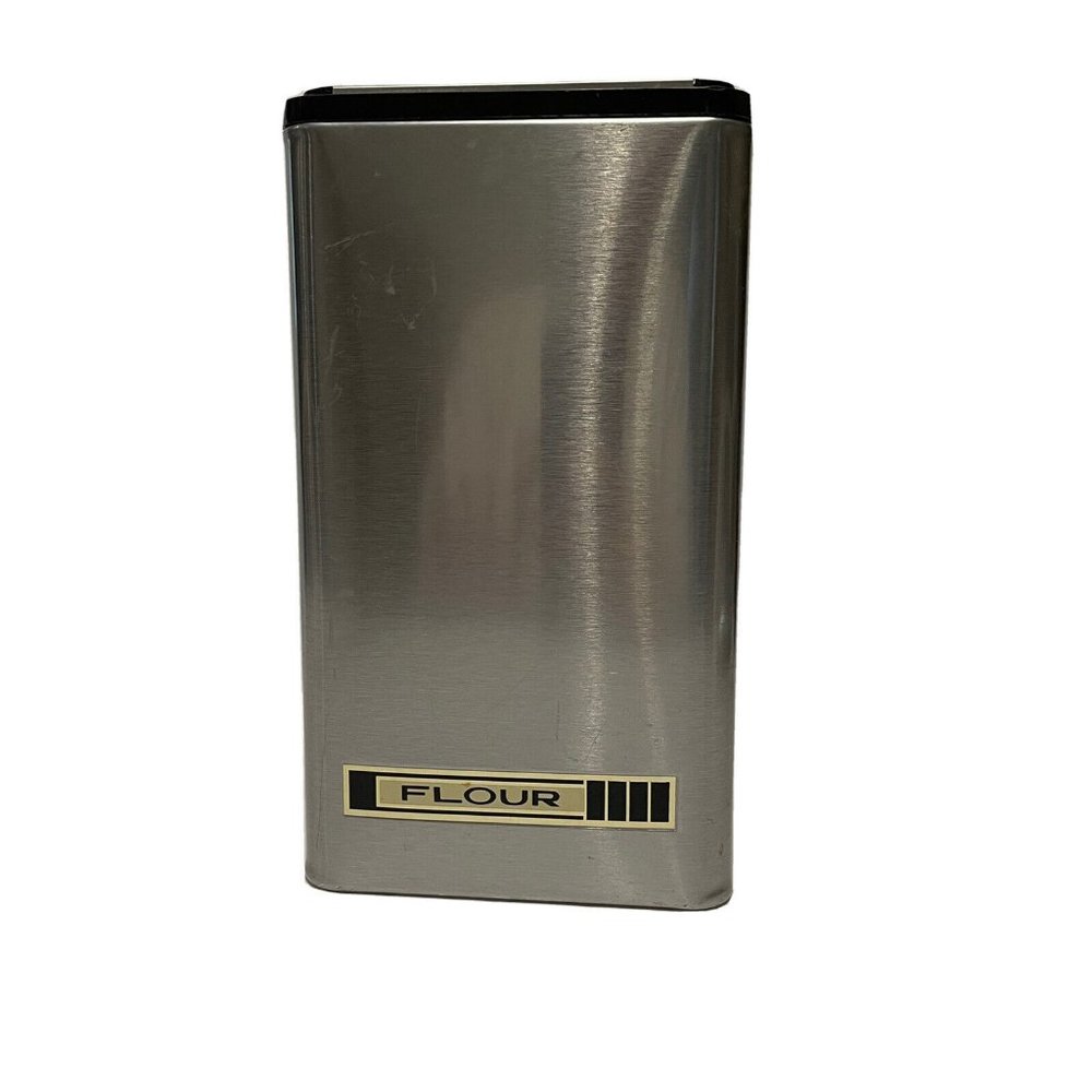 VTG Kromex lidded flour canister mid century modern usa rectangle Chrome Metal